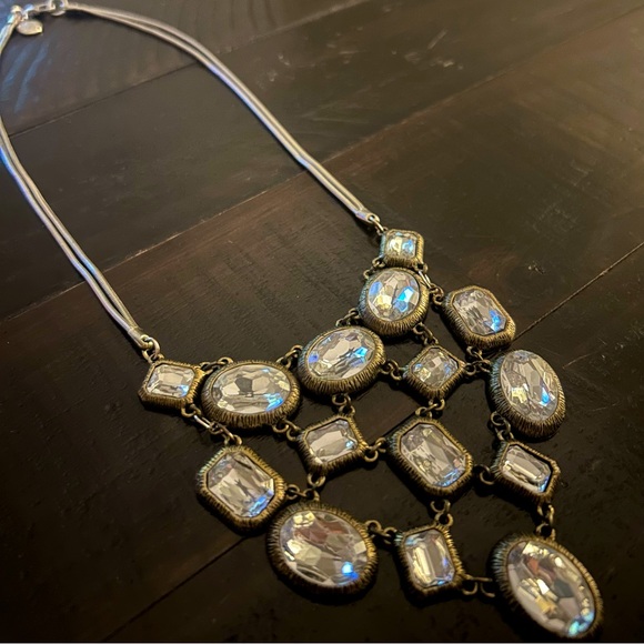 J CREW Gold With Diamond Dazzle Statement Necklace - Picture 1 of 3